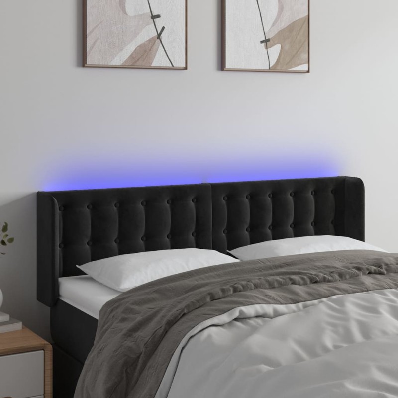 vidaXL LED Kopfteil Schwarz 147x16x78/88 cm Samt vidaXL LED Kopfteil Schwarz 147x16x78/88 cm Samt
