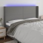 vidaXL LED Kopfteil Dunkelgrau 203x16x118/128 cm Stoff vidaXL LED Kopfteil Dunkelgrau 203x16x118/128 cm Stoff