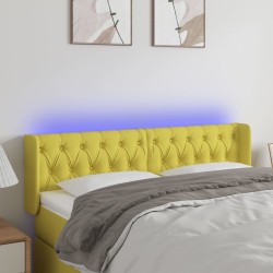 vidaXL LED Kopfteil Grün 163x16x78/88 cm Stoff