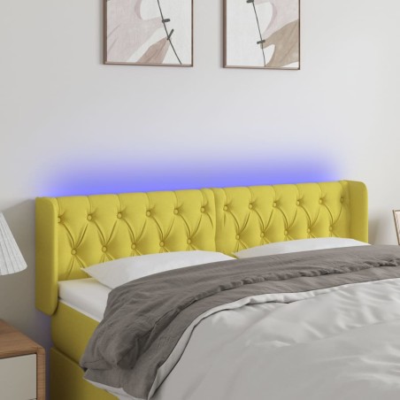 vidaXL LED Kopfteil Grün 163x16x78/88 cm Stoff