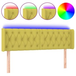 vidaXL LED Kopfteil Grün 163x16x78/88 cm Stoff