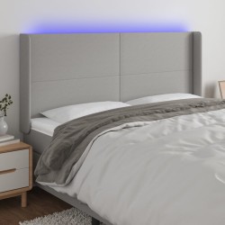 vidaXL LED Kopfteil Hellgrau 163x16x118/128 cm Stoff