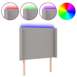 vidaXL LED Kopfteil Hellgrau 83x16x118/128 cm Stoff