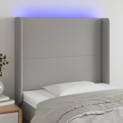 vidaXL LED Kopfteil Hellgrau 103x16x118/128 cm Stoff