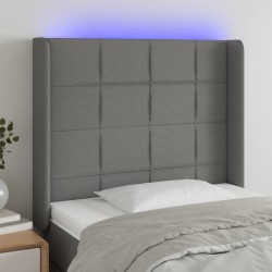 vidaXL LED Kopfteil Dunkelgrau 103x16x118/128 cm Stoff