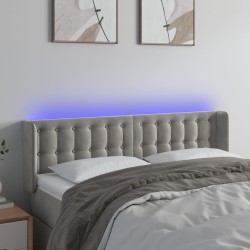 vidaXL LED Kopfteil Hellgrau 147x16x78/88 cm Samt