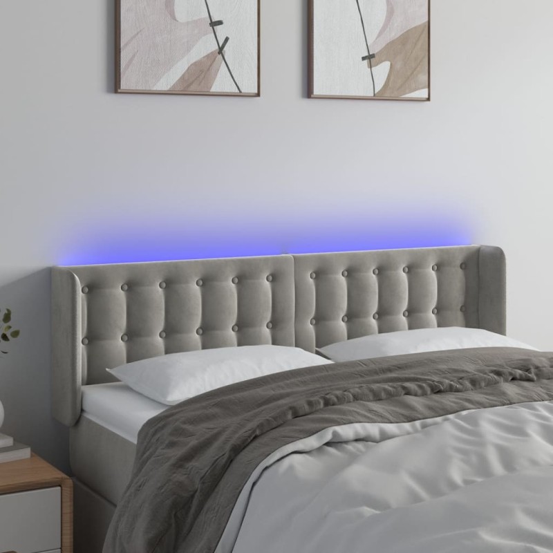 vidaXL LED Kopfteil Hellgrau 147x16x78/88 cm Samt vidaXL LED Kopfteil Hellgrau 147x16x78/88 cm Samt