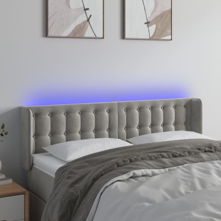 vidaXL LED Kopfteil Hellgrau 147x16x78/88 cm Samt