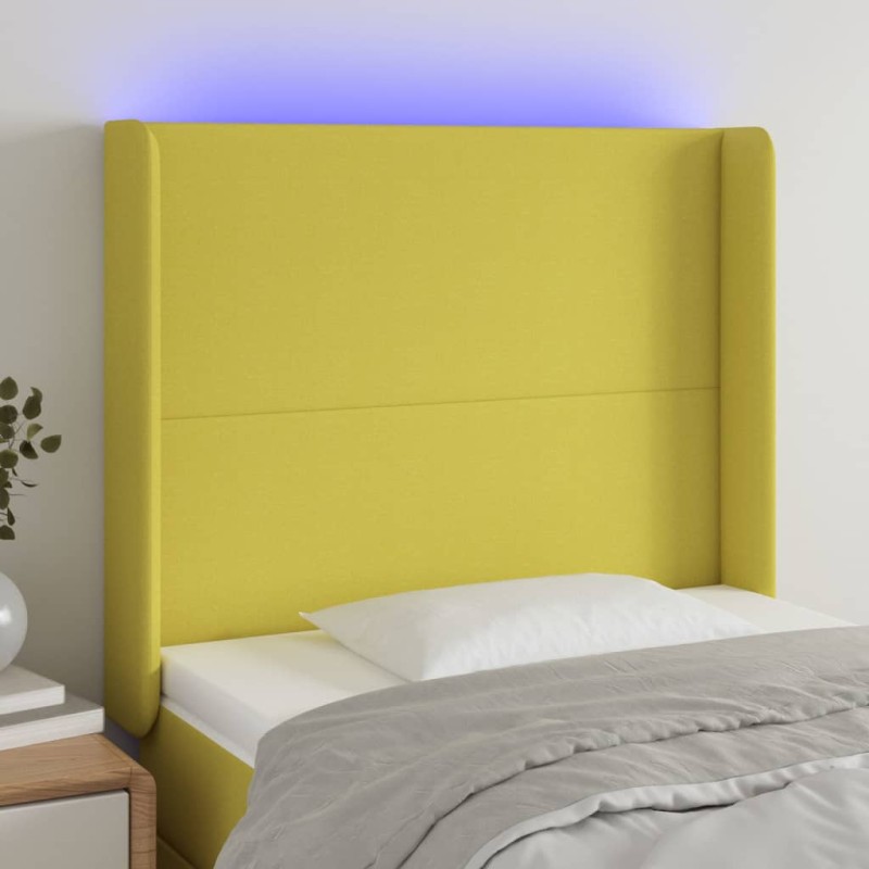 vidaXL LED Kopfteil Grün 103x16x118/128 cm Stoff 