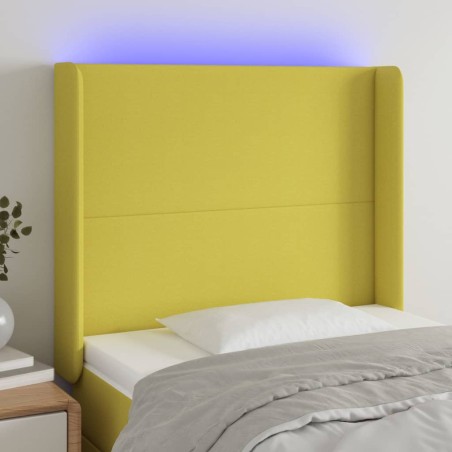 vidaXL LED Kopfteil Grün 103x16x118/128 cm Stoff 