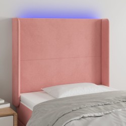 vidaXL LED Kopfteil Rosa 103x16x118/128 cm Samt