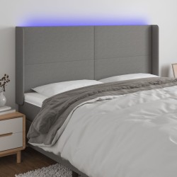 vidaXL LED Kopfteil Dunkelgrau 163x16x118/128 cm Stoff