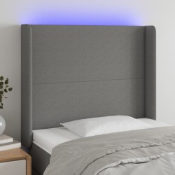 vidaXL LED Kopfteil Dunkelgrau 93x16x118/128 cm Stoff