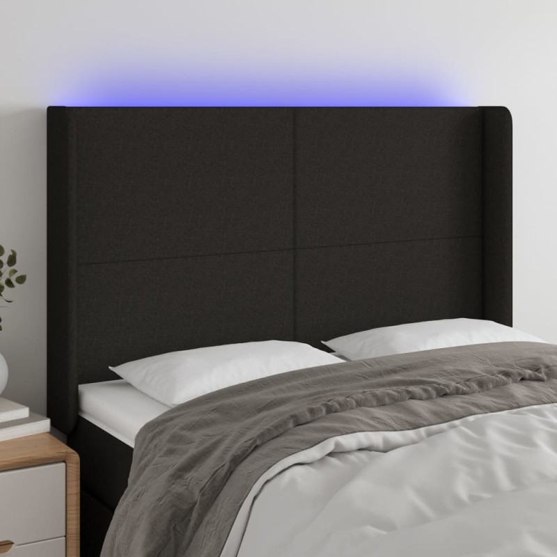 vidaXL LED Kopfteil Schwarz 147x16x118/128 cm Stoff vidaXL LED Kopfteil Schwarz 147x16x118/128 cm Stoff