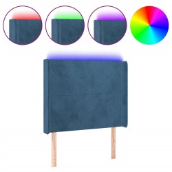vidaXL LED Kopfteil Dunkelblau 83x16x118/128 cm Samt