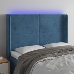 vidaXL LED Kopfteil Dunkelblau 147x16x118/128 cm Samt