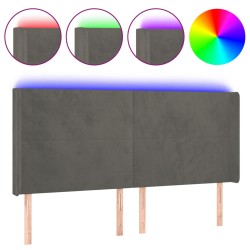 vidaXL LED Kopfteil Dunkelgrau 163x16x118/128 cm Samt