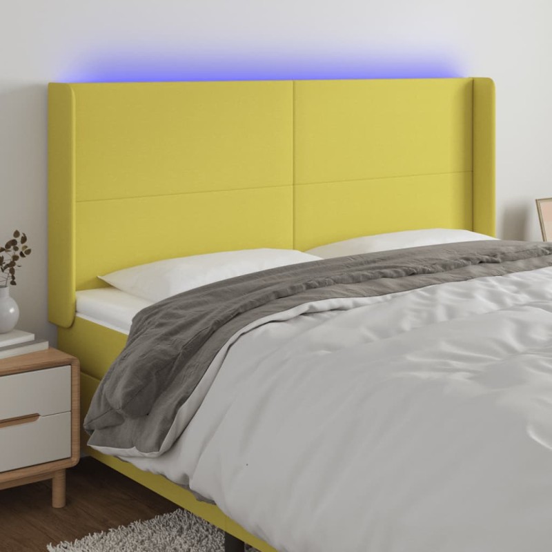 vidaXL LED Kopfteil Grün 203x16x118/128 cm Stoff vidaXL LED Kopfteil Grün 203x16x118/128 cm Stoff