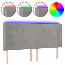 vidaXL LED Kopfteil Hellgrau 163x16x118/128 cm Samt