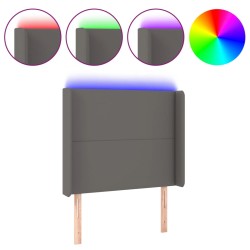 vidaXL LED Kopfteil Grau 83x16x118/128 cm Kunstleder
