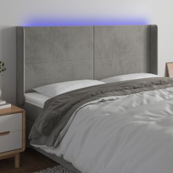 vidaXL LED Kopfteil Hellgrau 203x16x118/128 cm Samt