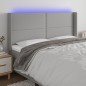 vidaXL LED Kopfteil Hellgrau 203x16x118/128 cm Stoff