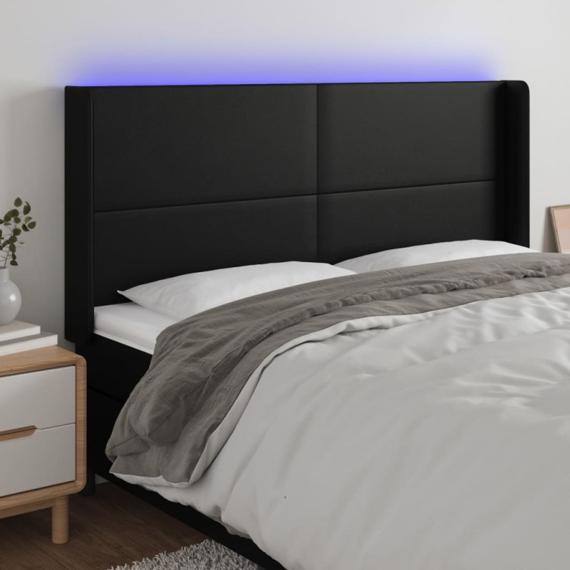 vidaXL LED Kopfteil Schwarz 163x16x118/128 cm Kunstleder vidaXL LED Kopfteil Schwarz 163x16x118/128 cm Kunstleder
