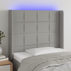 vidaXL LED Kopfteil Hellgrau 93x16x118/128 cm Stoff