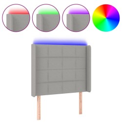 vidaXL LED Kopfteil Hellgrau 93x16x118/128 cm Stoff