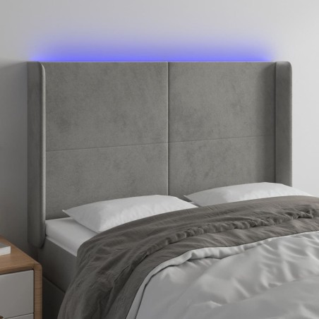 vidaXL LED Kopfteil Hellgrau 147x16x118/128 cm Samt