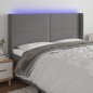 vidaXL LED Kopfteil Dunkelgrau 203x16x118/128 cm Stoff vidaXL LED Kopfteil Dunkelgrau 203x16x118/128 cm Stoff
