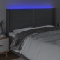 vidaXL LED Kopfteil Dunkelgrau 203x16x118/128 cm Stoff vidaXL LED Kopfteil Dunkelgrau 203x16x118/128 cm Stoff