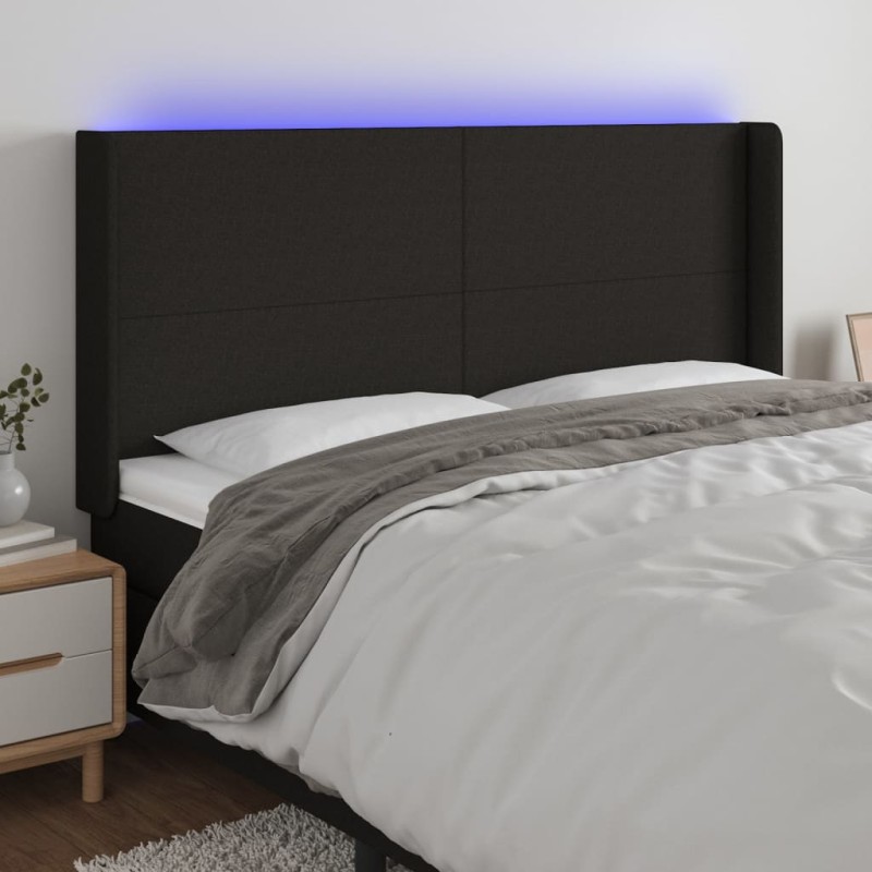 vidaXL LED Kopfteil Schwarz 163x16x118/128 cm Stoff vidaXL LED Kopfteil Schwarz 163x16x118/128 cm Stoff