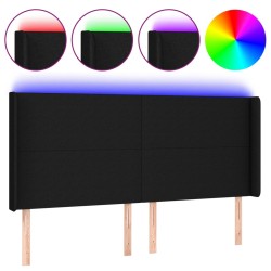 vidaXL LED Kopfteil Schwarz 163x16x118/128 cm Stoff