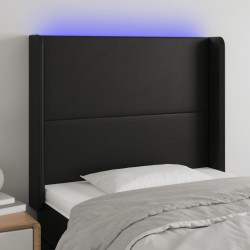 vidaXL LED Kopfteil Schwarz 93x16x118/128 cm Kunstleder