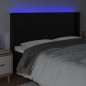 vidaXL LED Kopfteil Schwarz 203x16x118/128 cm Kunstleder