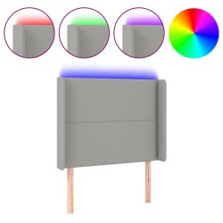 vidaXL LED Kopfteil Hellgrau 103x16x118/128 cm Stoff