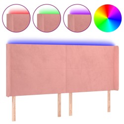 vidaXL LED Kopfteil Rosa 203x16x118/128 cm Samt