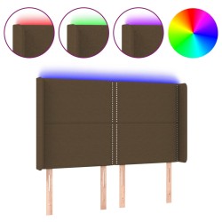 vidaXL LED Kopfteil Dunkelbraun 147x16x118/128 cm Stoff