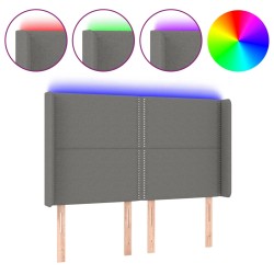vidaXL LED Kopfteil Dunkelgrau 147x16x118/128 cm Stoff