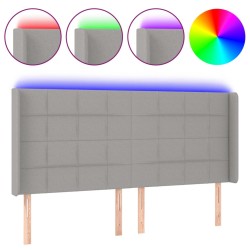 vidaXL LED Kopfteil Hellgrau 203x16x118/128 cm Stoff