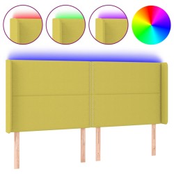vidaXL LED Kopfteil Grün 163x16x118/128 cm Stoff