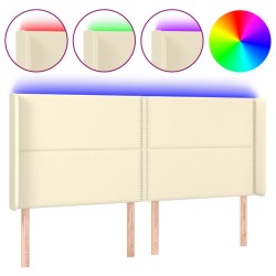 vidaXL LED Kopfteil Creme 203x16x118/128 cm Kunstleder