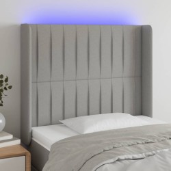 vidaXL LED Kopfteil Hellgrau 93x16x118/128 cm Stoff