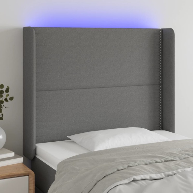 vidaXL LED Kopfteil Dunkelgrau 103x16x118/128 cm Stoff vidaXL LED Kopfteil Dunkelgrau 103x16x118/128 cm Stoff