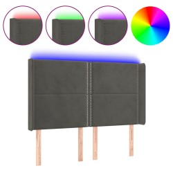 vidaXL LED Kopfteil Dunkelgrau 147x16x118/128 cm Samt