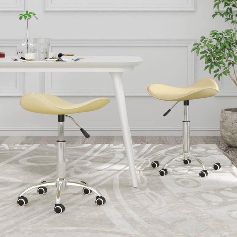 Esszimmerstühle 2 Stk. Drehbar Creme Kunstleder Esszimmerstühle 2 Stk. Drehbar Creme Kunstleder
