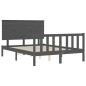 Massivholzbett mit Kopfteil Grau 120x200 cm Massivholzbett mit Kopfteil Grau 120x200 cm