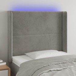 vidaXL LED Kopfteil Hellgrau 103x16x118/128 cm Samt