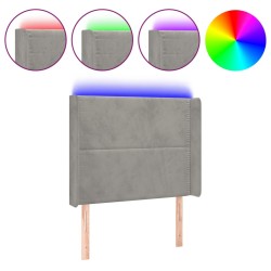 vidaXL LED Kopfteil Hellgrau 103x16x118/128 cm Samt